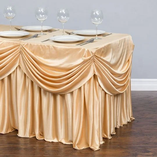 Drape Chiffon Tablecloth Pleated table cloth Skirt White