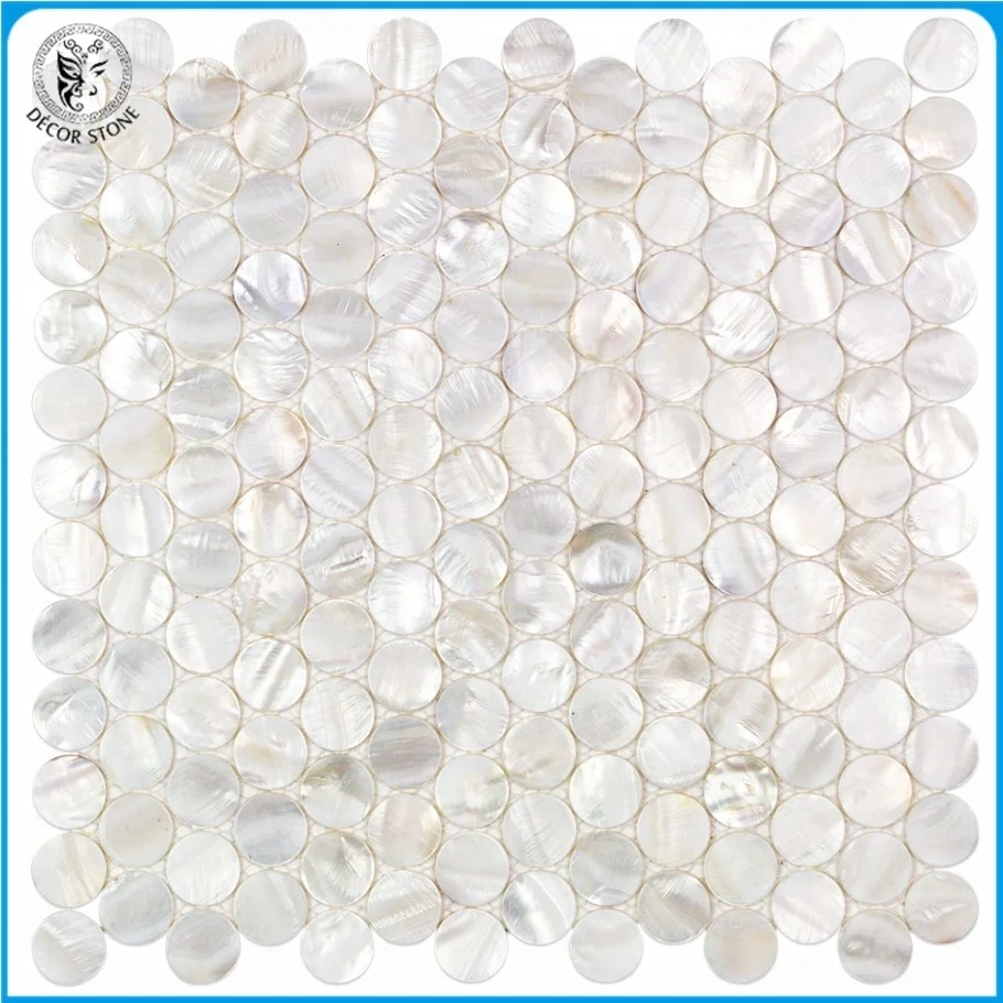 Decorstone24 Mother Of Pearl Penny Round Mosaic White Backsplash Wall Tile
