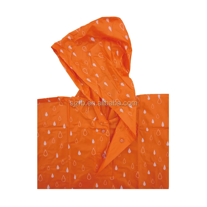 Orange simple children PVC square poncho