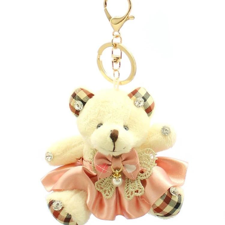 Novelty Custom Cute Bear Keychain Pearl Bead Keychain Wholesale KG952