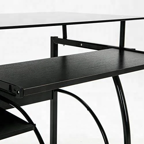 Tempered glass Steel Computer Desk with storage shelf Study PC Laptop Study Writing Table Home Office use Furniture