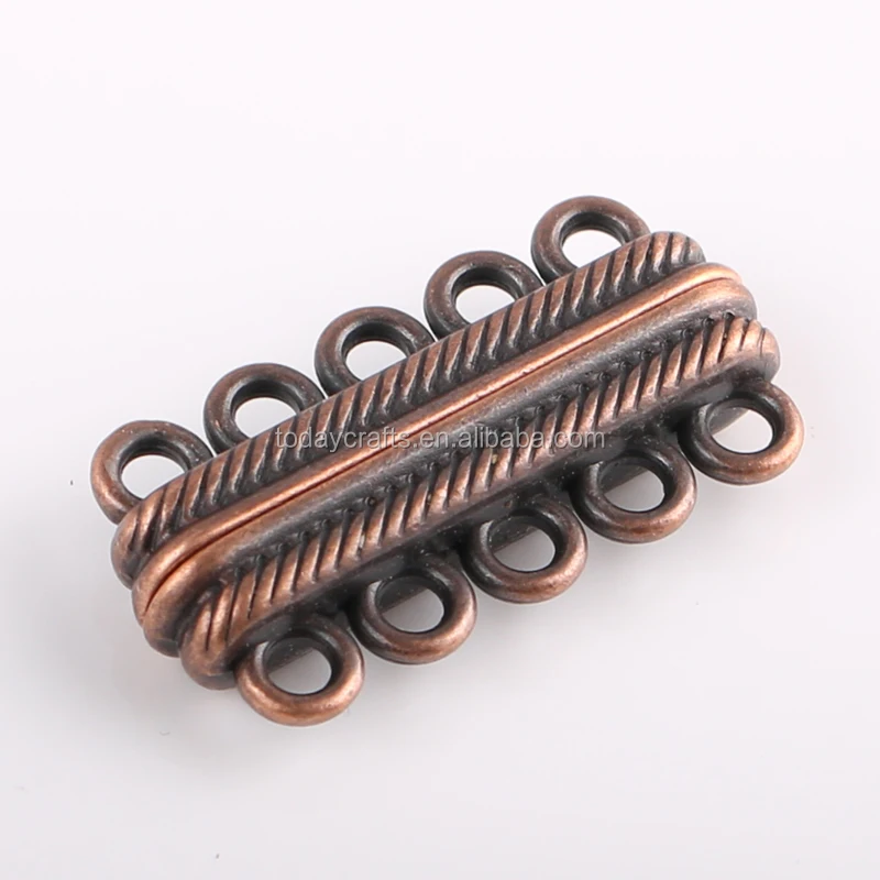 High Quality silver gold rose gold plated Slide Lock Clasps  5 Multi Strand Necklace Clasp