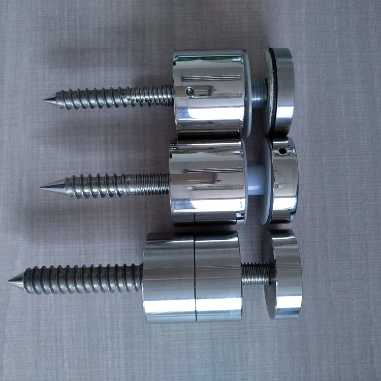 Advertising screw with adjustable wall to glass connector standoff