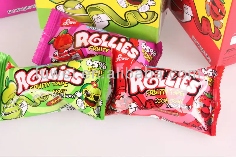 rollies gummy soft fruit candy (65% fruit juice)