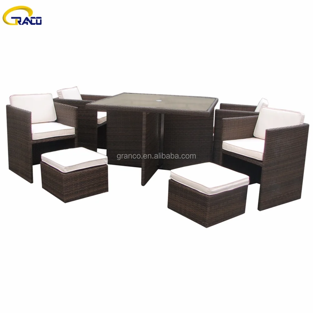 outdoor garden 4 chairs 4 stools dining set rattan furniture