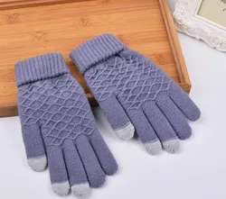 Winter warm knitted gloves can operate mobile phone screen warm biological electric gloves