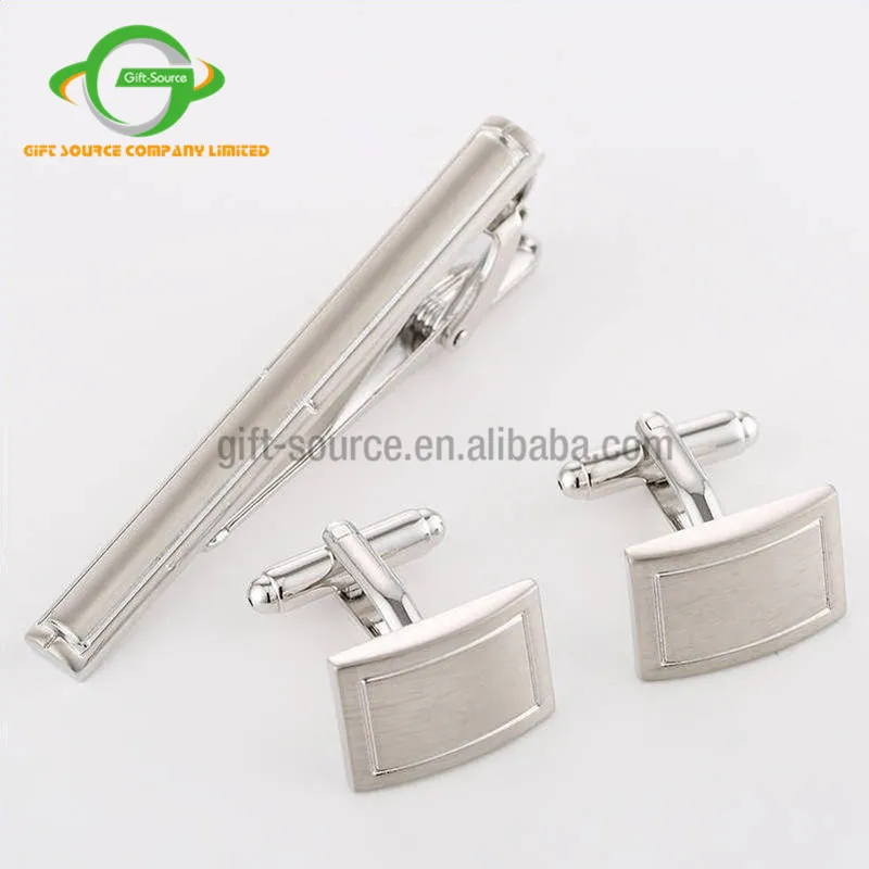 
2019 hot new custom design promotional gift cufflinks set and tie clip set 