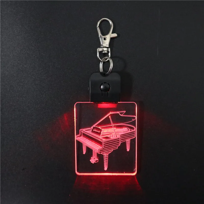 
Piano Music Instruments 3D Acrylic Led Keychain Color Change Creative Illusion Keyring Keyholder 
