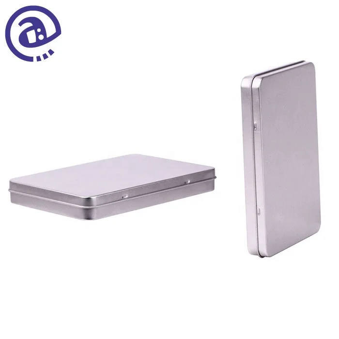 Wholesale Promotion Cheap Postcard Package Rectangle Shape Custom Tin Metal Hinged Lid Box