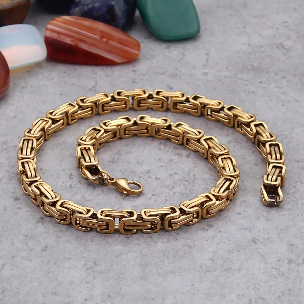 
Wholesale Mens Heavy Link Biker 18K Gold Stainless Steel Chain Necklace 