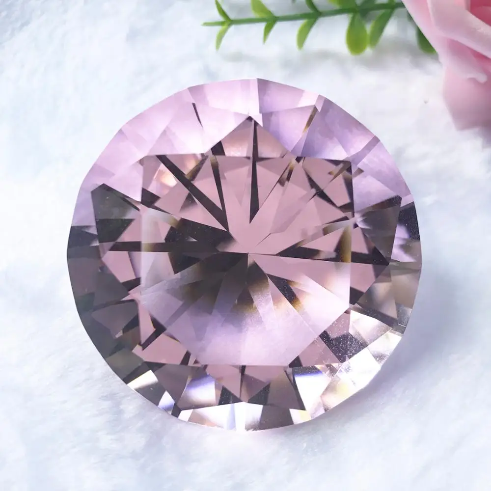 pink 100MM Faceted Decorative gems stone Crystal Glass Diamond for Wedding Souvenirs