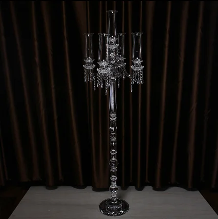 5 arms crystal candelabra for wedding planning&design,tall crystal candle holder for table centerpiece