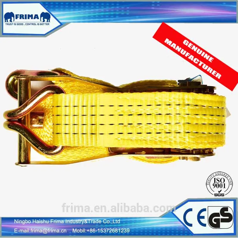 4Ton GS Standard Ratchet Webbing Strap Polyester Tie Down with Metal Handle with 2pcs double J Hooks