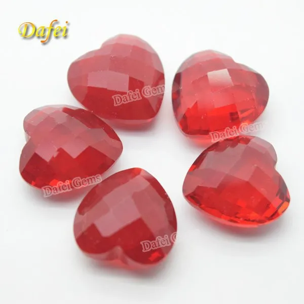 Wholesale Red Double Checkerboard Heart Glass Gemstone