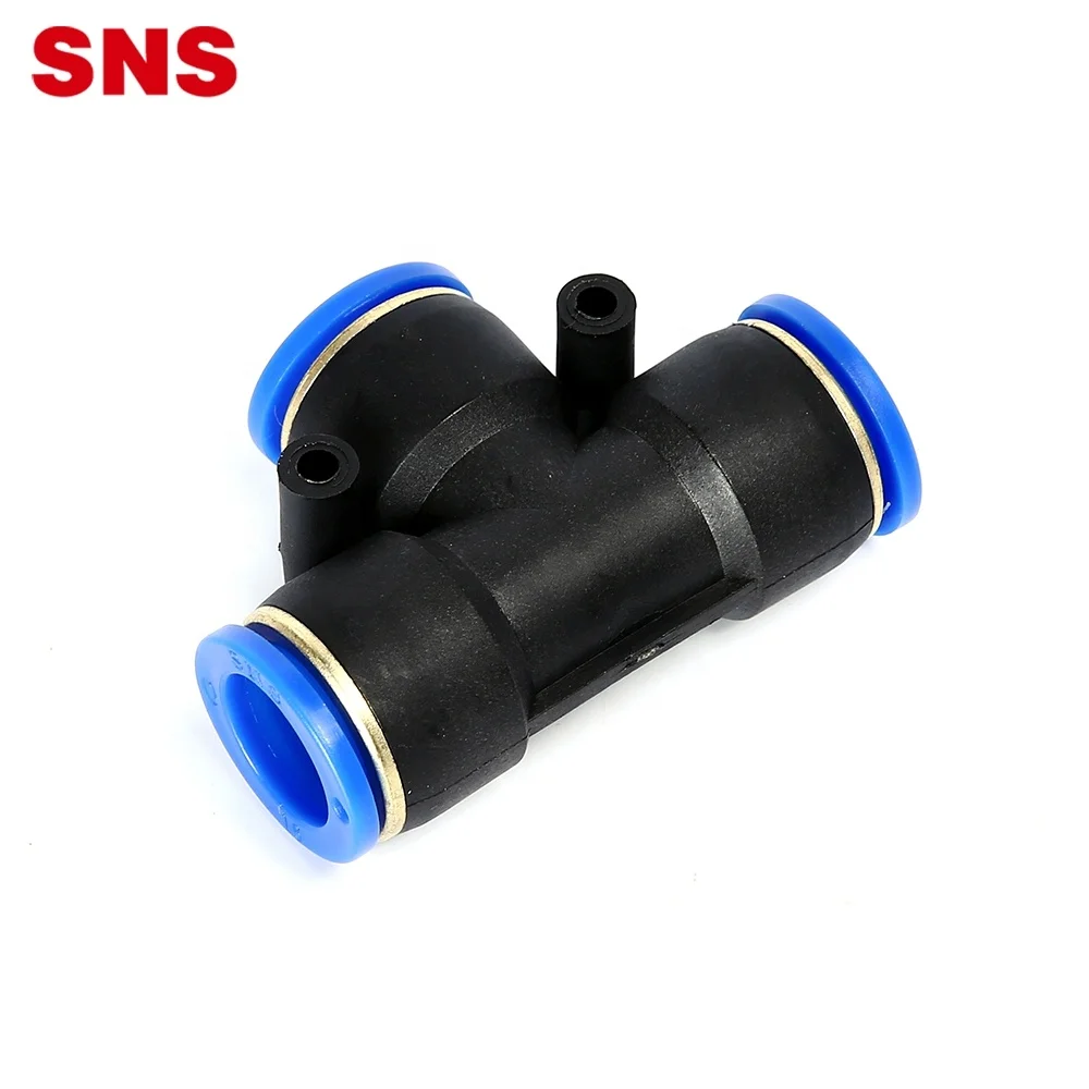 SNS S PEN Series pneumatic one touch different diameter 3 way reducing tee type plastic quick connector air pipe fitting
