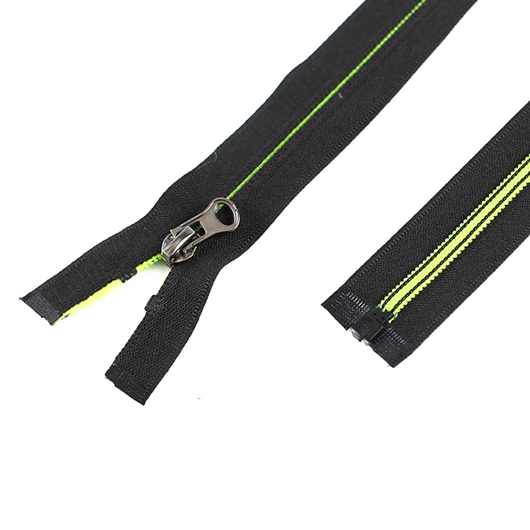 5# reversible fluorescent teeth nylon zipper invisible zipper open end black