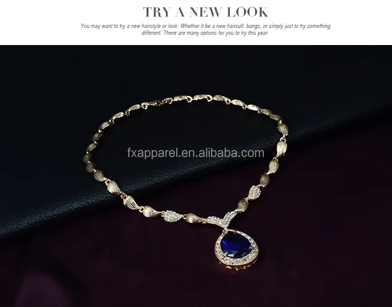 
Beautiful Sapphire Rhinestone Alloy Jewelry Set Necklace Earring Bracelet Ring Sets Wholesale G0120 