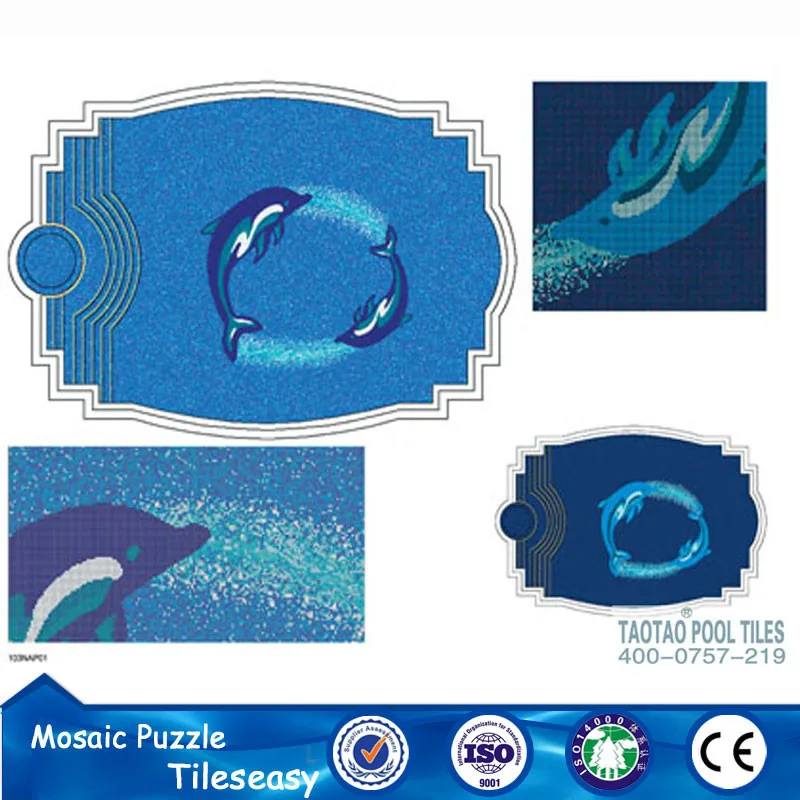 Dolphin mosaic pattern decorative floor tile for pools