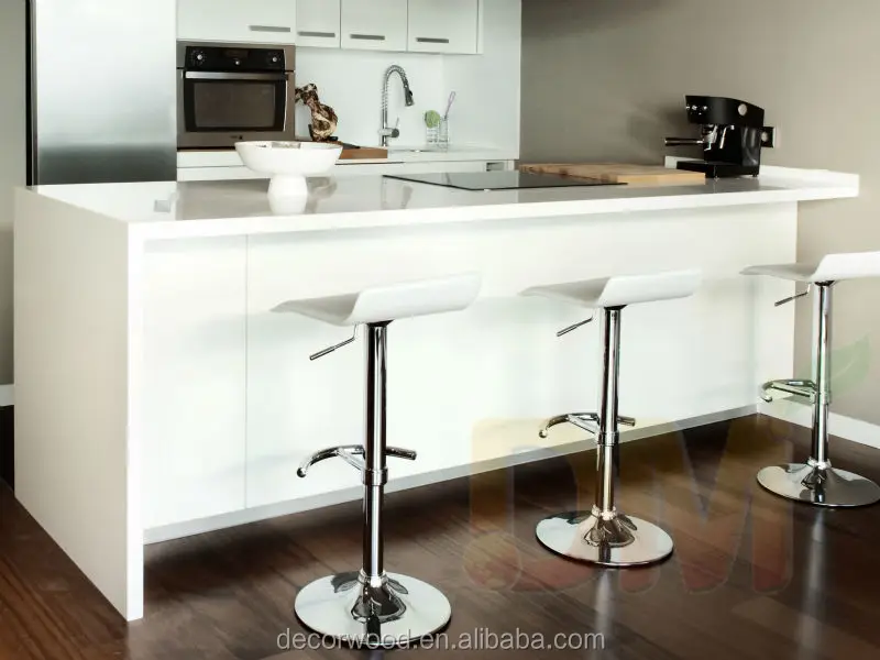 French cream white matte designed custom made kitchen cabinet with small island