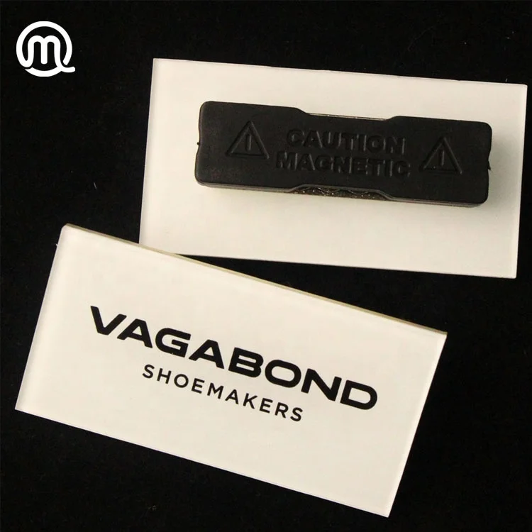 
high quality white custom logo printed plastic name tags with magnet fitting 