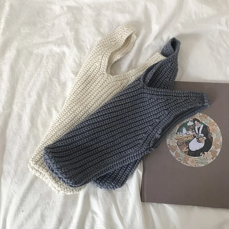 Новинка 2021, вязаная сумка на плечо, женская сумка-жилет для покупок, плюшевая сумка, Корейская версия женских повседневных однотонных шерстяных тоутов CN;GUA