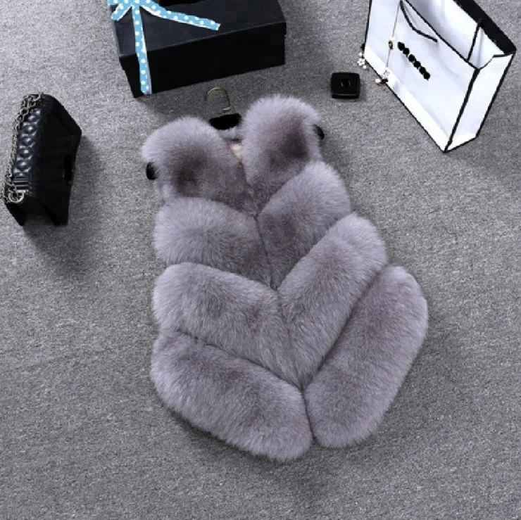 Wholesale new design short faux fox fur lady vest with top grade material for sweet women