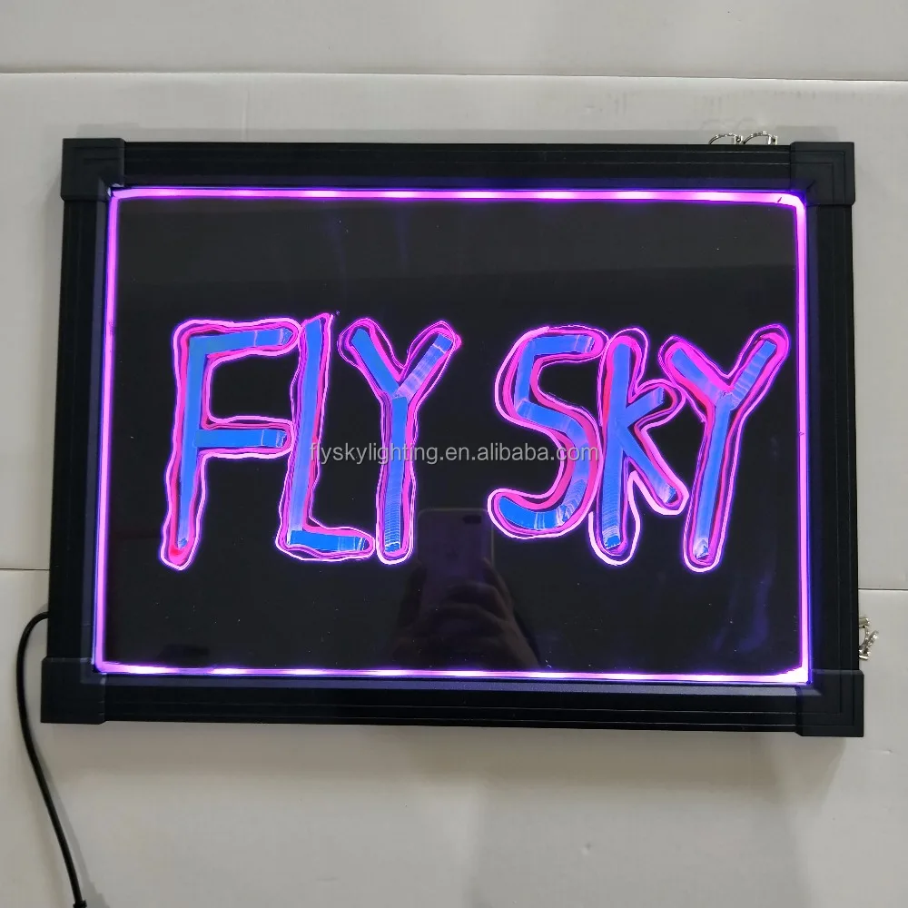 Flashing Illuminated Erasable Message Writing Sign with Remote and 8 Fluorescent Markers For Bar
