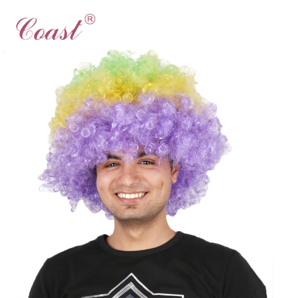 high quality short multicolored synthetic afro wigs fashion crazy wigs