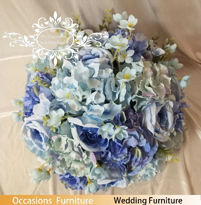 Nice Blue Color Artificial Plastic Flower Ball Hand Made Good Quality for 5 Start Hotel Wedding