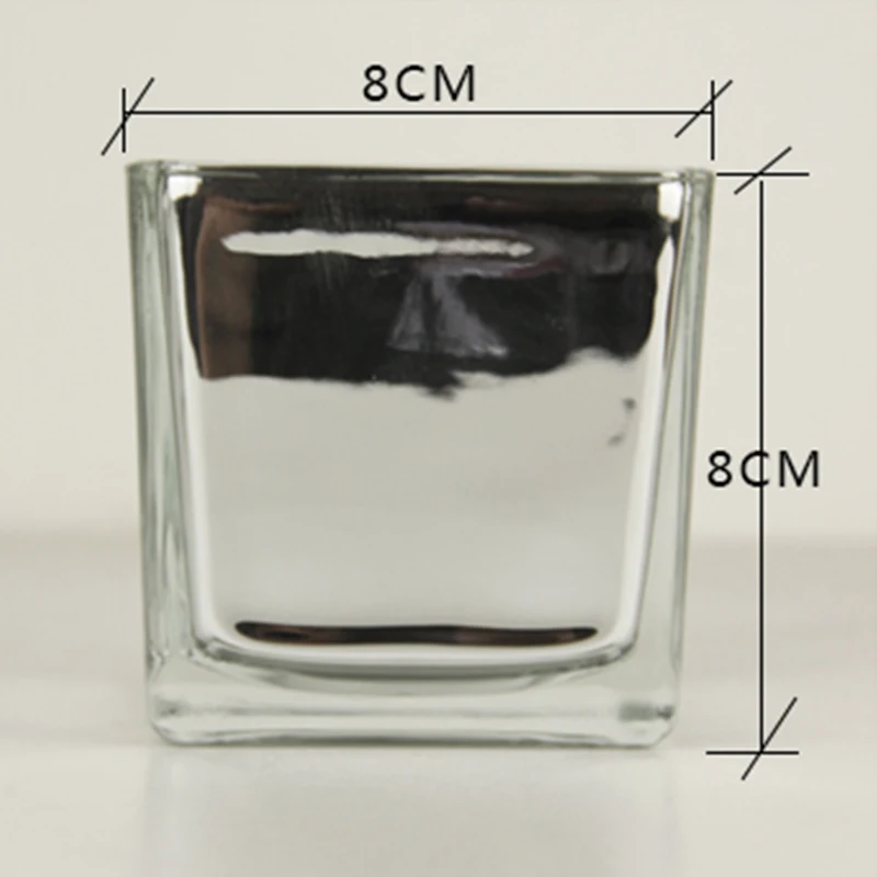 Decorative Heat Resistant Square Empty Glass Candle Jar Dinner Geometric Candle Holder