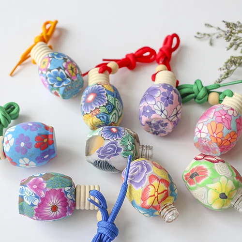 Polymer Clay Round Diffuser hanging car perfume bottle