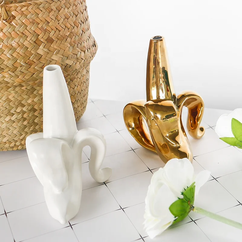
Wholesale white and gold ceramic banana ornaments for home decor 