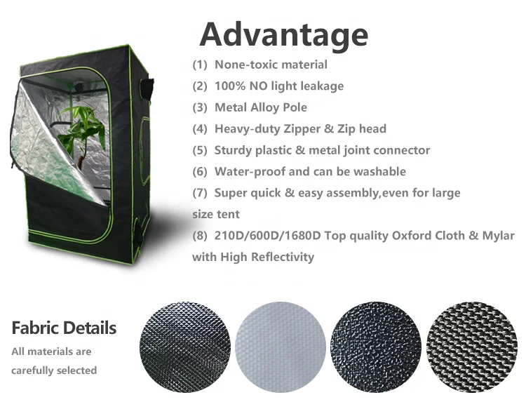 
2020 Good Quality 600D mylar hydroponic grow tent 120x120x200 indoor grow tent hydroponic grow tent kits 