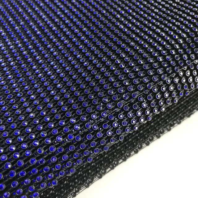 Sparking Plastic Elastic Rhinestone Mesh Fabric Crystal Diamond Mesh Trimming For Garment Shoes