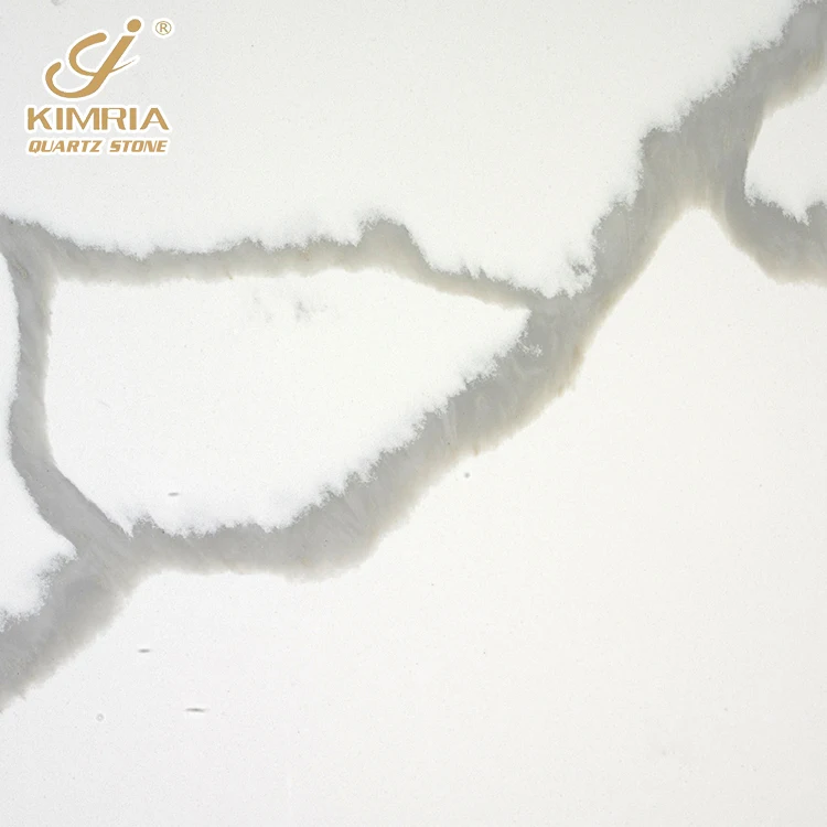 Wholesale Classical Marble Vein Artificial White Calacatta Quartz Stone Slab for Kitchen Island Countertops Vanity Tops Floor