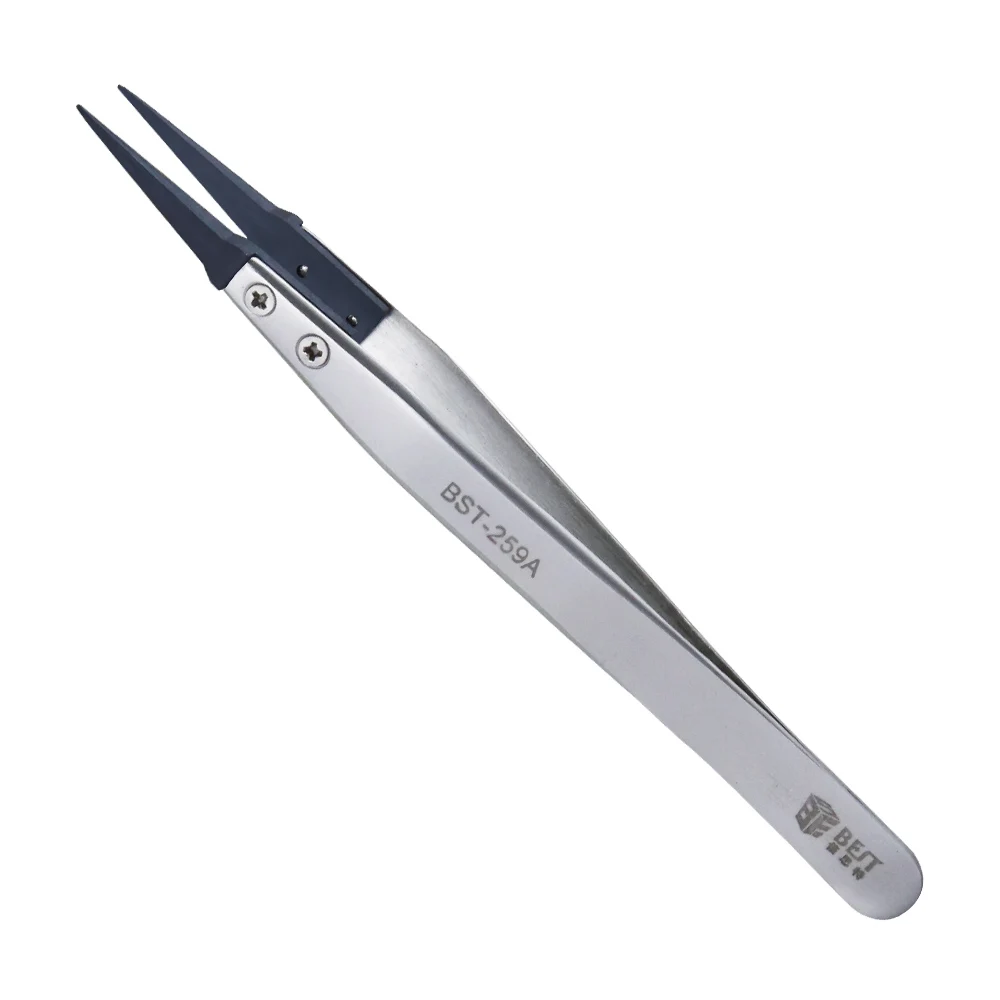 BEST-259A ESD replaceable plastic tipped tweezers for electronic repair