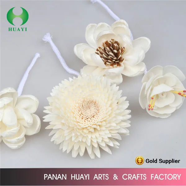 huayi factory Mixed Reed Diffuser Sticks Assorted Stemmed Sola Wood Flowers White Floral Diffuser  with Cotton Rope