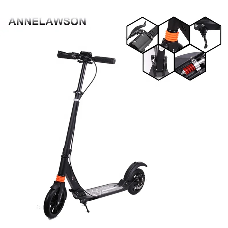 High quality adult Kick Scooter 200mm big PU Wheels double suspension with Disc brake kick scooter
