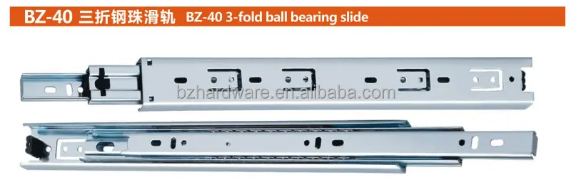 
45mm 3-fold full extension telescopic channel ball bearing drawer slide 