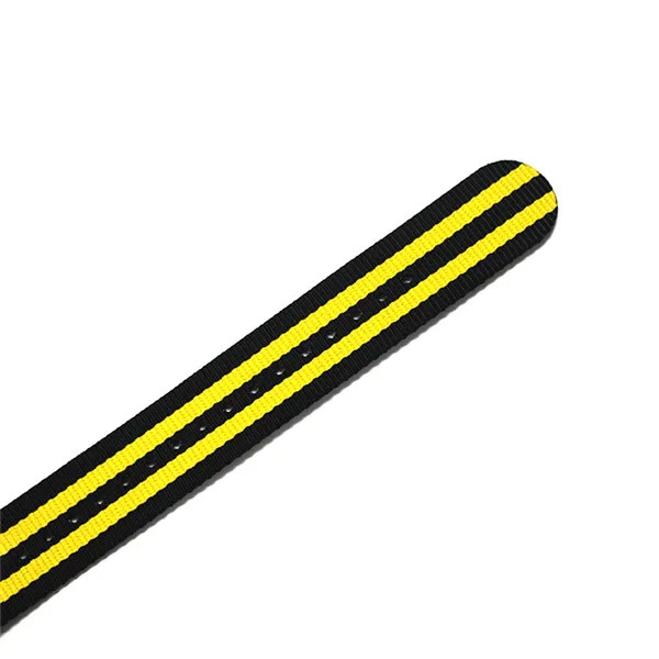 Black yellow black yellow black ring nylon webbing watch strap