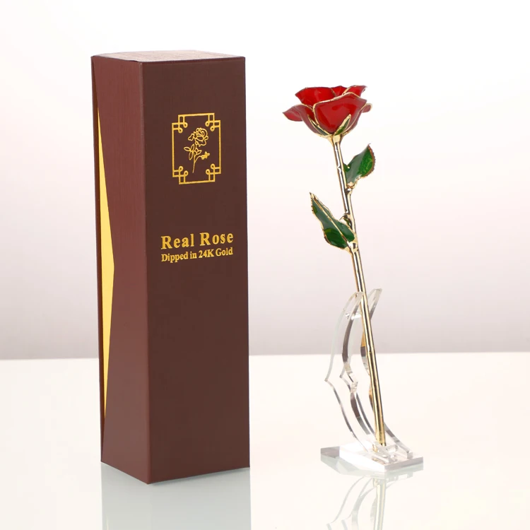 hot manufacture supply 24K gold plated real preserved fresh rose gold rose  for Valentines Day Direct Factory Wholesale