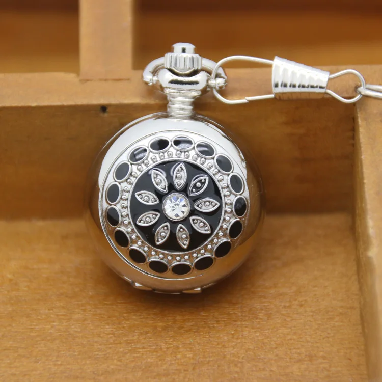 best quality christmas gifts girl pocket watch small diamond silver pocket watches