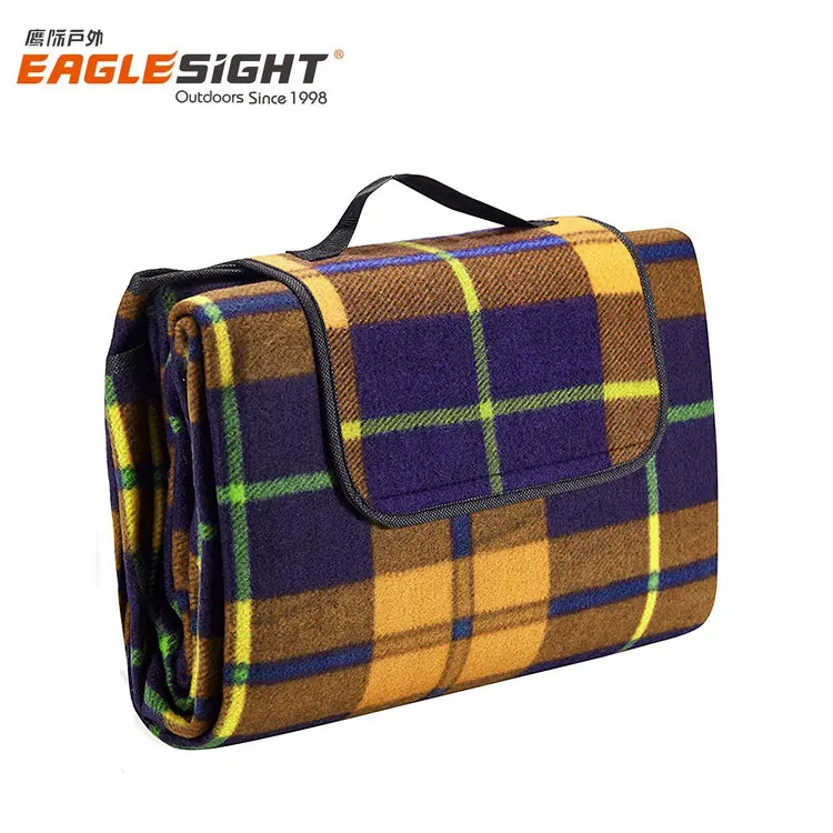 Custom Foldable Fleece Picnic Blanket Waterproof Soft for Beach Camping Hiking Traveling with Aldi Logo for Outdoor Activities