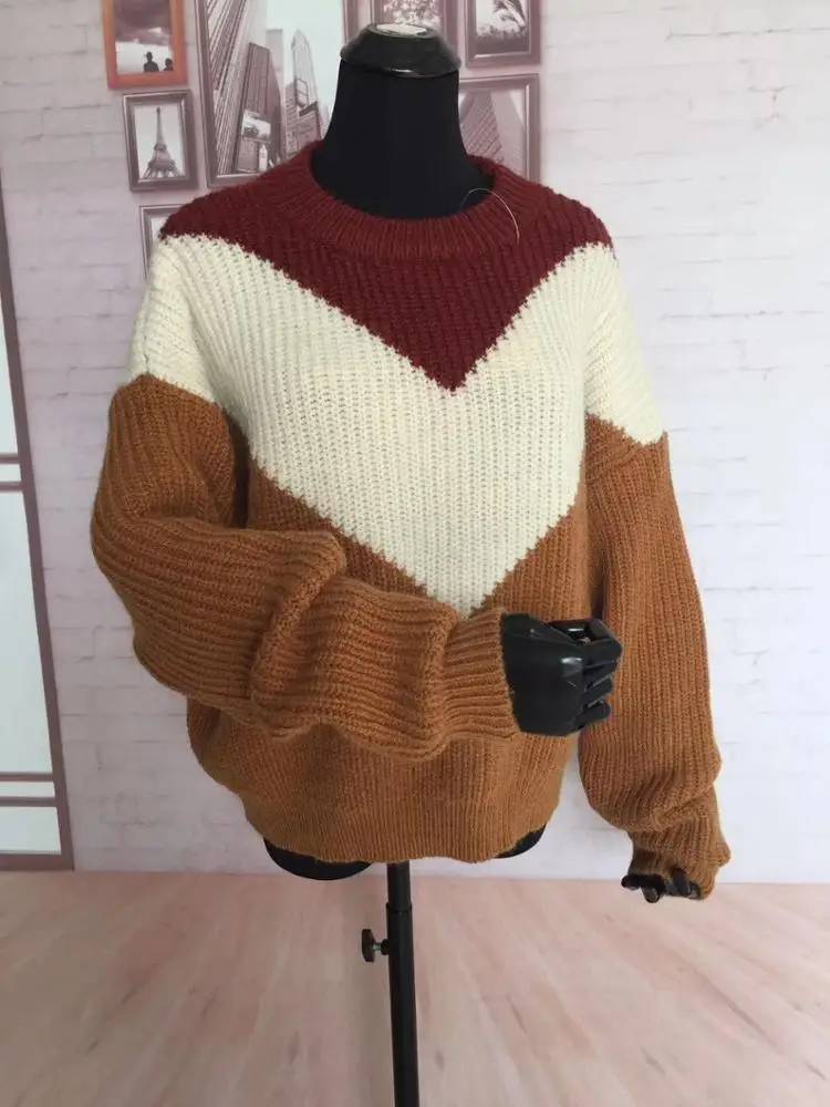 
Hot Selling Woman secondary colour Pullover woolen Sweater Jumper 