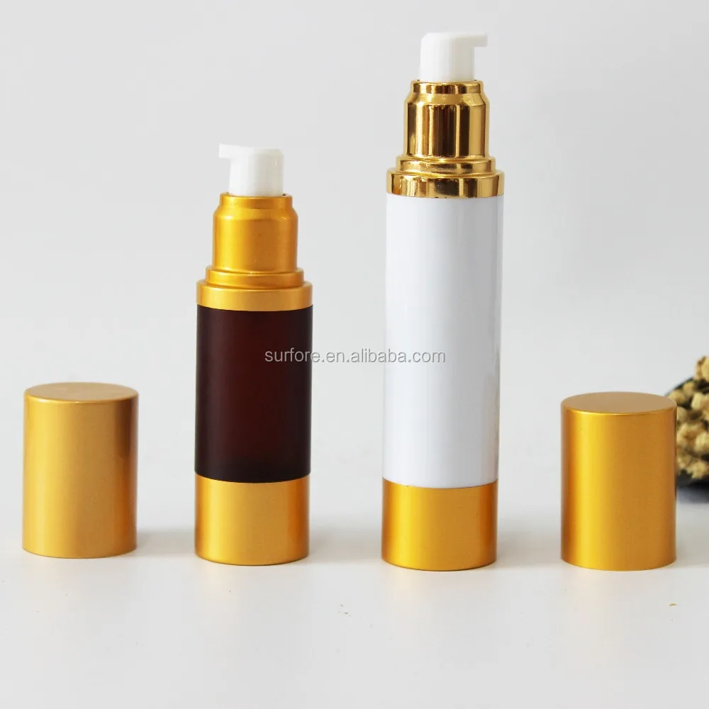 cosmetic golden 15ml 30ml 50ml airless bottle with spray pump supplier