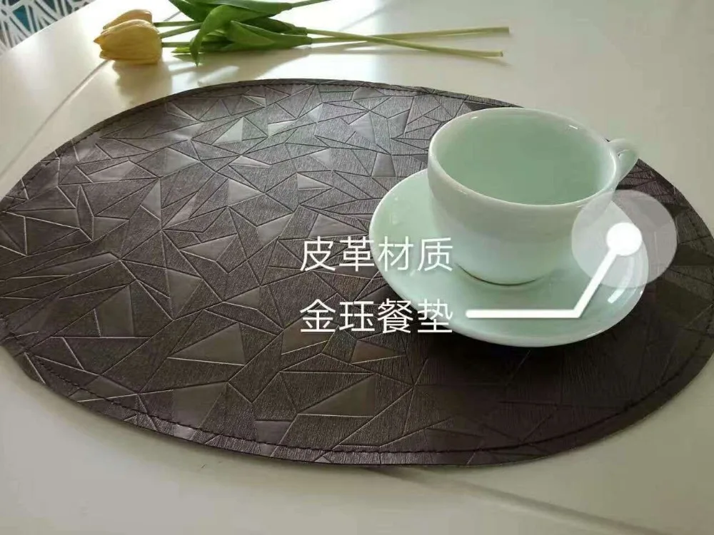 pu hotel oval placemat embossed double design leather placemats