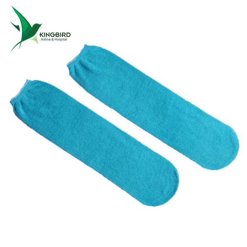 100% Polyester Yarn Airline Disposable Long Travel Unisex Slipper Socks