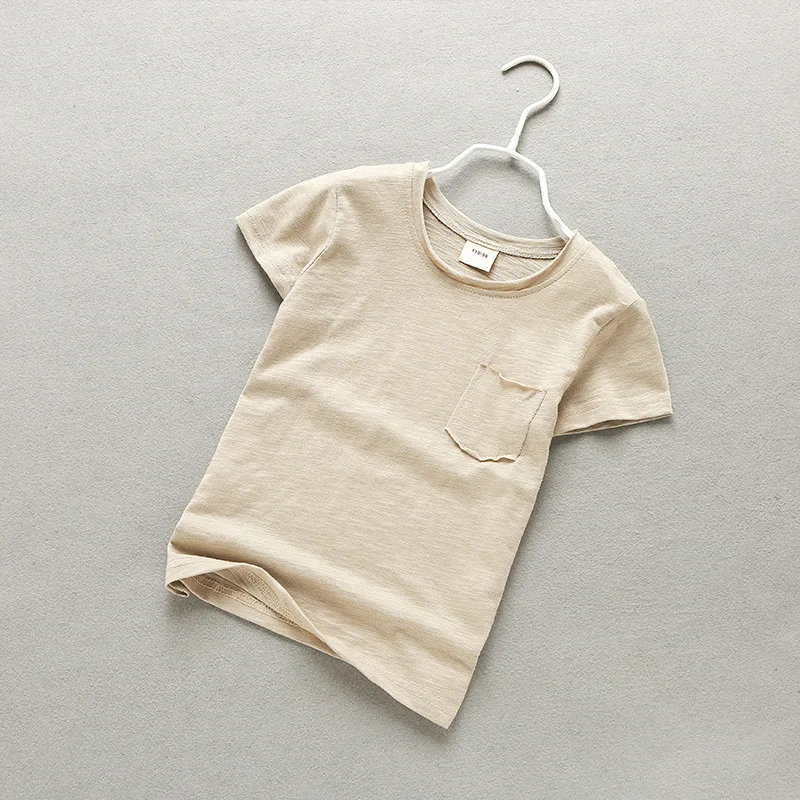 100% cotton solid color shirts for baby girls boutique short sleeve kids t shirts wholesale