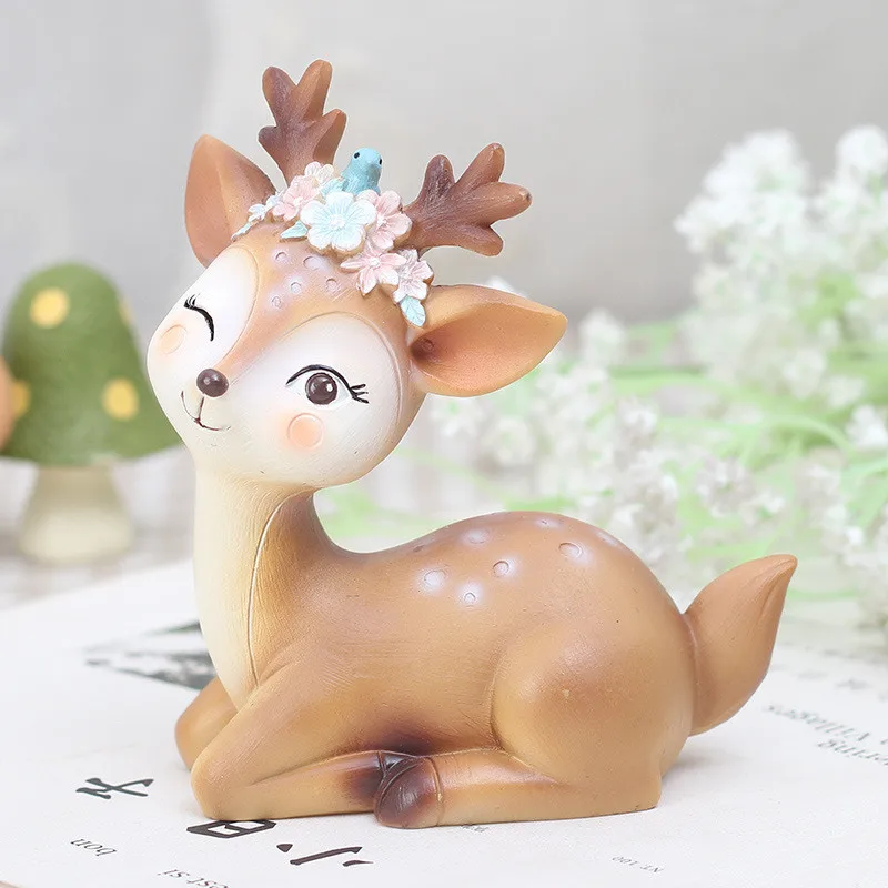 Artificial  kid toy mini sika deer resin crafts online shopping figurine for home decoration