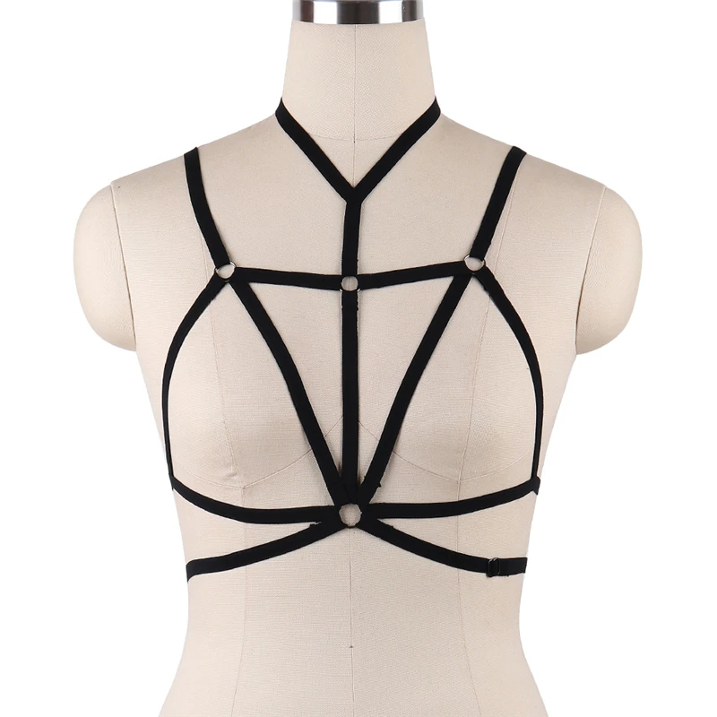 Factory wholesale Lingerie sexy open sheer bra Stylisha djustable black Harness Bra S0017
